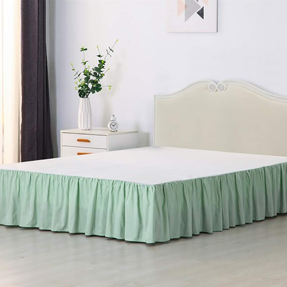 Cache-sommier vert lotus 100x190 au tissu plissé pour chambre élégante