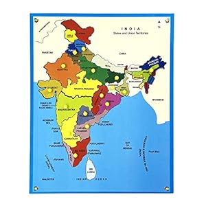 Eduway Wooden India Map Puzzle with Picture Educational Board for Kids 18 Knob, Early Educational Learning Wooden Puzzle Board for Kids, Children Boys & Girls.