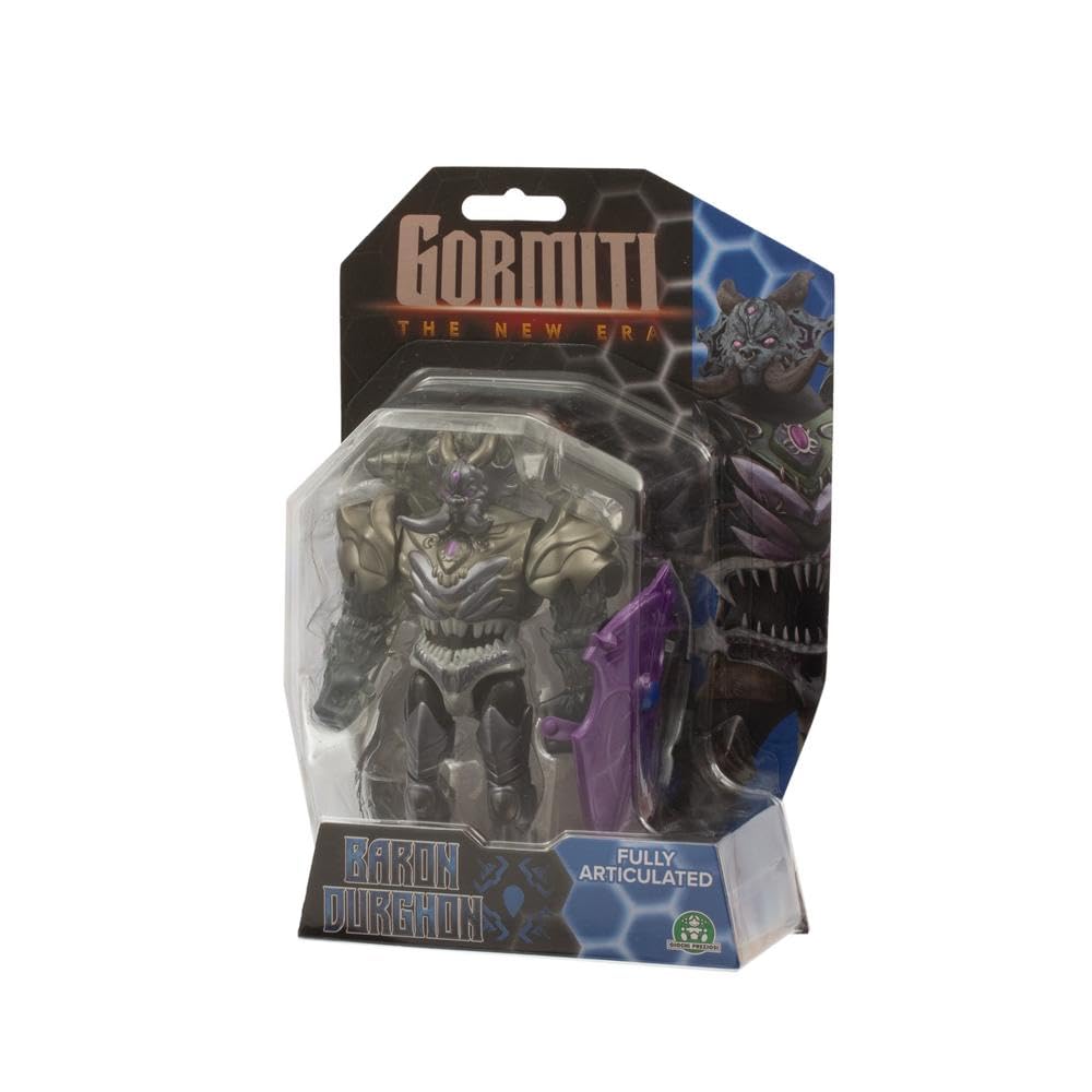 Gormiti The New Era, Evil Baron Durghon Villain Action Figure, 15cm Articulated Rival with Axe Weapon, Highly Detailed Collectible Toy for Kids Aged 4+