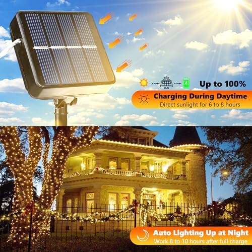 Joomer Solar Fairy Lights, 2-Pack Total 80FT 240LED Lights, Warm White - 1