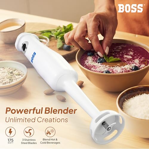 Image of BOSS Classic+ Hand Blender 175W with 3 Stainless Steel Blades & 2 Year Warranty | White