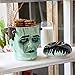Summit Collection Halloween Frankenstein Head Cookie Jar Candy Treat Jar Canister with Lid Ceramic 8.5 Inch Tall