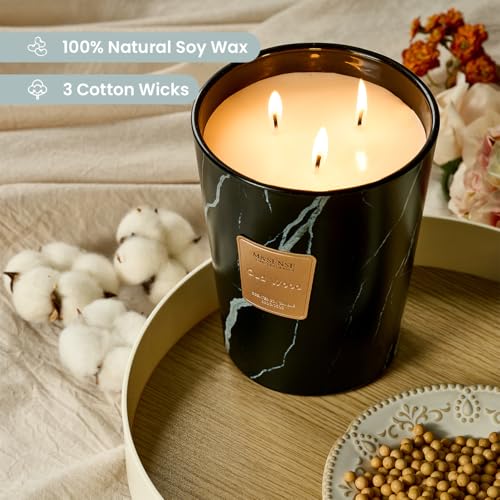 Image of M&SENSE Extra Large Candle OudWood Intense Scented Candle,3 Wick Highly Scented XL Jar Candle,35oz 150H,Candles Gift for Women and Men