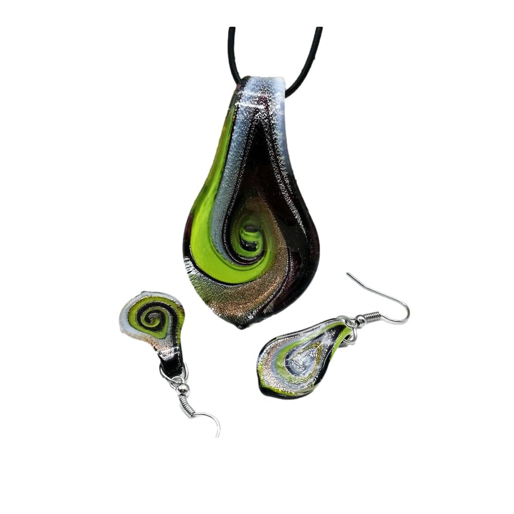 Glass Water Drop Shape Glaze Spiral Dangle Earrings Lampwork Handmade Glass Bead Geometric Earrings for Women Jewelry