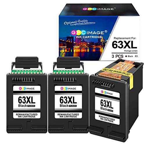 GPC Image Remanufactured Ink Cartridge Replacement for HP 63 63XL 63 XL F6U64AN Eco-Saver work with OfficeJet 3830 5258 5255 4650 4655 Envy 4520 4512 4522 DeskJet 1112 1110 3632 (1 Print Head+3 Black)