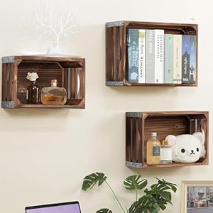 Farmhouse Wooden Boxes for Crafts Set of 3, Wall Hanging Galvanized and Wood Crates for Display, Decorative Baskets for Home Decor, Wood Storage Bins for Kitchen Living Room Farmhouse Wooden Boxes for Crafts Set of 3 Wall Hanging Galvanized and Wood Crates for Display Decorative Baskets for Home Decor Wood Storage Bins for Kitchen Living Room