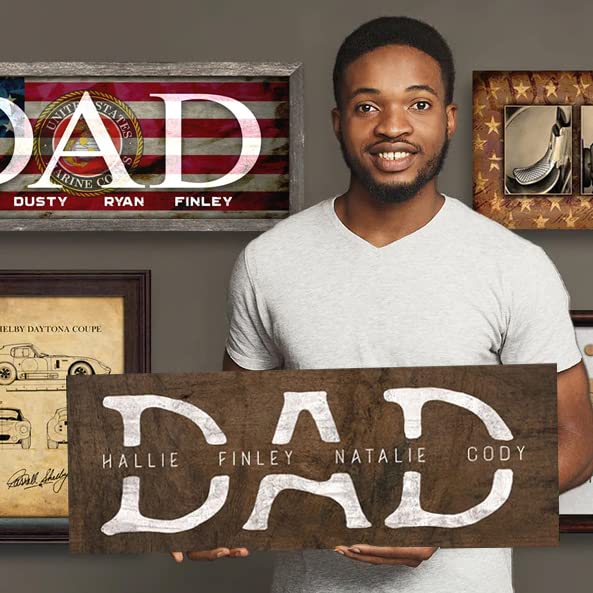 Personal Prints | DAD & Children Personalized Father’s Day Sign | Customized Gift for Dad from the Kids | Unique Custom Framed Canvas or Wood Block | Father’s Day Gift. (6.5"x18" Block Mount) - Image 5