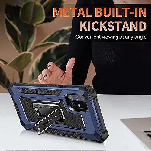 Image of KBV Shockproof Armor Protector Sturdy Metal Kickstand Back Cover for Samsung Galaxy M51 (Blue)