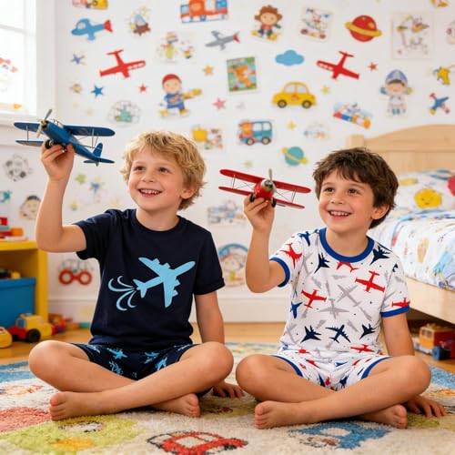 Image of KikizYe Boys Short Sleeve Pajamas Kids Summer Pjs Children Pajamas