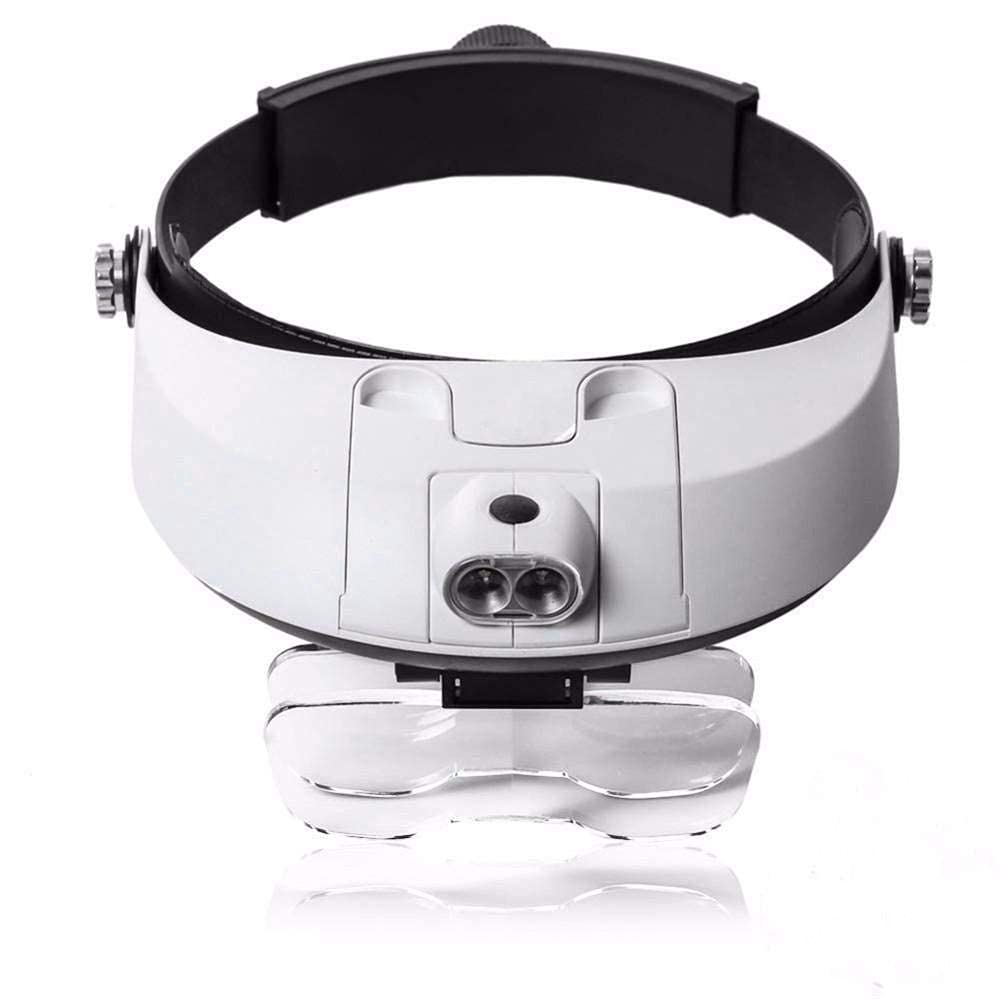 Stirnbandlupe, Stirnbandlupe, Lötbrille, LED-Lampe, Licht, Lupe, abnehmbare Stirnlampe, Lupe, Lötzinn mit 5 Linsen, Lesen, Übergewicht, Reparatur.