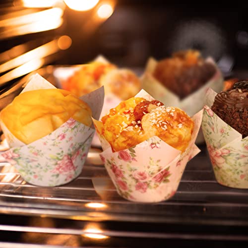 400 Pcs Floral Baking Cups Paper Cupcake Liners Muffin Liners Watercolor Flower Cupcake Wrappers For Tea Party Wedding Birthday Baby Shower Decorations #TOP6