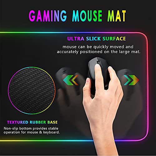 Rgb Gaming Mouse Pad 31.5 X 12In, Large Led Mousepad With 11 Lighting Modes, Soft Non-Slip Rubber Base Mouse Mat For Computer Desk Keyboard, Waterproof Xl Gaming Mousepad. #TOP3