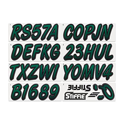 Image of STIFFIE Whipline Racing Green /Black 3 inch Boat & PWC Registration Decals • Numbers Letters Stickers