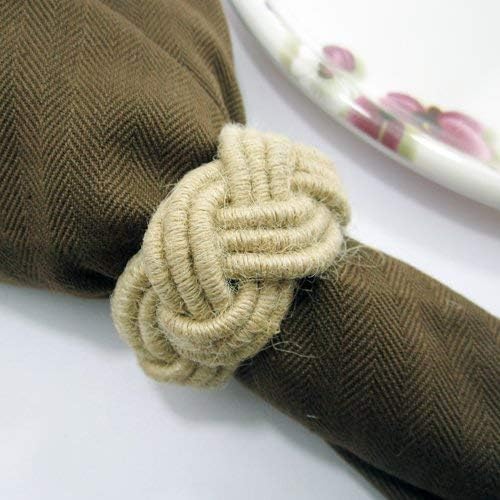 Set of 12 Classic Braided Jute Burlap Napkin Rings