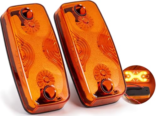 NEW SUN Premium Rv & Trailer Top & Side Marker Lights, IP 67 Waterproof, Halo Neon for Turn, Stop, Tail Lamps for, Truck, Camper, Van, Bus, 16 Amber LEDs, 4