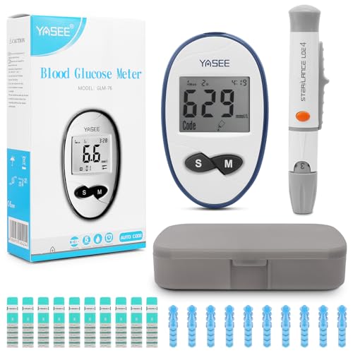 Venoka Blood Glucose Monitor Kit, 50 Test Strips, 50 Lancets, Auto Coding, 180 Test Memory, Carrying Case, Painless Lancing Device, Blood Sugar Testing for Diabetes, mmol/L