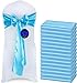 MDS Pack of 100 satin chair sashes bow sash for wedding and Events Supplies Party Decoration chair cover sash -Terquoise