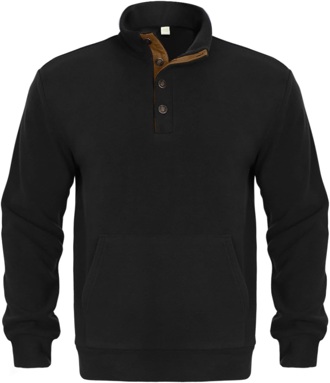 Cambkatl Men's Fuzzy Fleece Sweatshirt Stand Collar Loose Color Block Pullover Tops Workout Casual Long Sleeve Tee Shirts