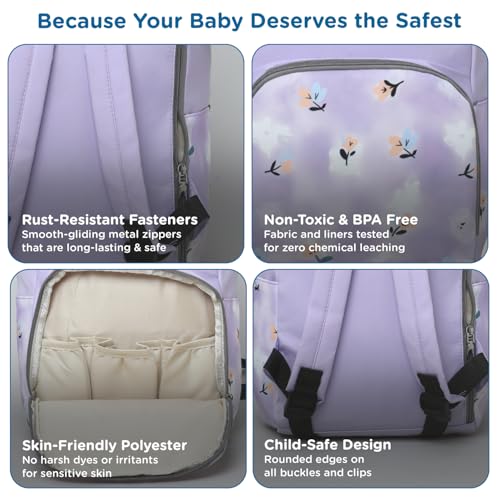 Image of Mee Mee Metro Luxe Mom Diaper Bag Backpack | Large Capacity Baby Bag with Multiple Pockets | Bottle Warmer Pocket | Changing Mat | Travel-Friendly & Stroller Straps | Waterproof & Stylish