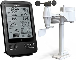 Youshiko (Official UK 2023 Version) Weather Station Radio Control Clock (Premium Quality/Clear Display), Professional 5-in-1 Wireless Sensor, Wind speed & direction, Rainfall Temperature, Humidity