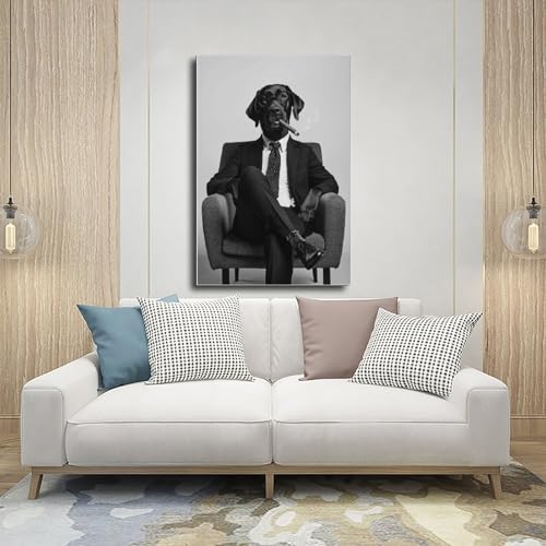 Toile labrador fumant 60x90 cm - Tableau déco moderne salon - 5