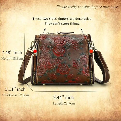 LETEULO Crossbody Bag for Women Top Handle Tote Purses Vintage Satchels Handbag and Women Card Wallet Coffee2