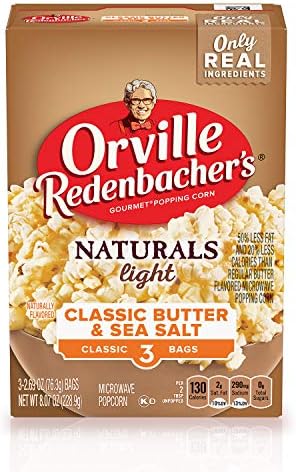 Orville Redenbacher's Naturals Light Classic Butter & Sea Salt Microwave Popcorn, 2.69 oz Classic Bag, 3 ct