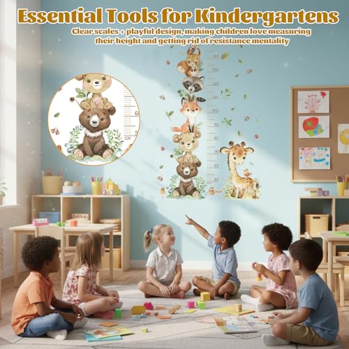 Miniatura 3 de Medidor Niños Pared, Vinilo Pared Infantil Con Diseño De Animales Del Bosque, Gráficos De Crecimiento 50-150 Cm, Adecuado Para Decorar Habitaciones De Niños Y Niñas