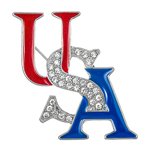 Firopia American 4th of July Brooch Pins for Women | USA Rhinestone Patriotic Pins | America 250th Anniversary Independence Day Jewelry