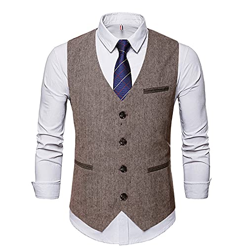 Men's 4 Buttons Tweed Vest Slim Fit Single Breasted Wool Suit Waistcoats Prom Party Formal Business Suit Vests2