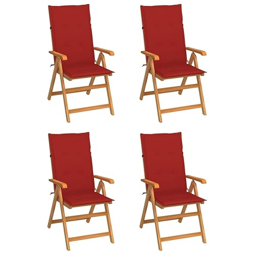Set of 4 Garden Dining Chairs, Solid Teak Wood Smooth
