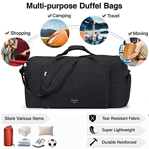 Hanke Travel Duffle Bag For Men & Women,Large Foldable Gym Bag With Shoes And Basketball Compartment, Lightweight Carry On Weekender Bags,Waterproof & Tear Resistant Overnight Bags. (Graphite Black) #TOP3