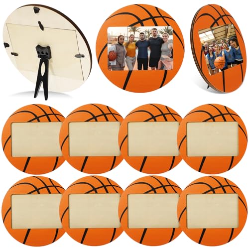 mekueeex 8 Pcs Basketball Picture Frame Set - Wooden Coach Gifts for Team Display 4 x 6 Inch Photos Perfect Basketball End of Season Gifts for Athletes & Coaches