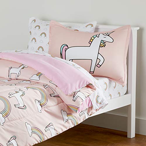 Parure De Lit Licorne Rose 90x190 Cm – 3 Pièces Microfibre Douce, Housse, Drap & Taie, Idéal Enfant Fille