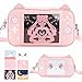 BelugaDesign Sakura Game Purse | Cute Kawaii Ears Pink Pastel Sailor Everyday Handbag Crossbody Bag | 6 Removable Anime Moon Cat Japanese Cherry Blossom Cards Compatible with Nintendo Switch