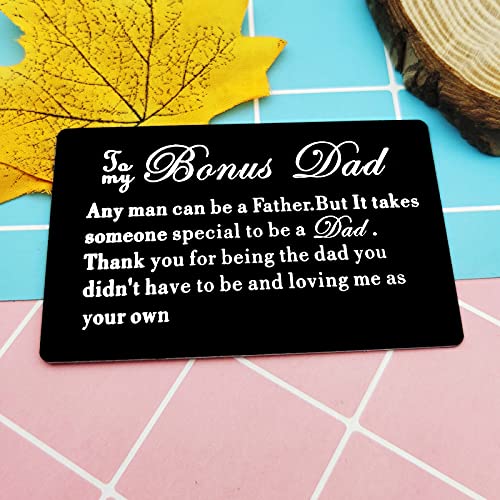 Stepdad Fathers Day Gift,Bonus Dad Wallet Card,Stepdad Engraved Wallet Card,Stepdad Stepfather Gift,Stepdaughter Stepson To Bonus Dad Birthday Christmas Card,Bonus Dad Gift For New Dad Father In Law #TOP3