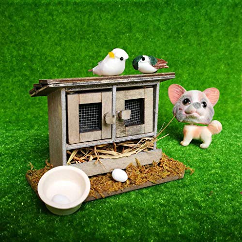 Hiawbon Miniature Retro Wooden Chicken Coop Mini Family Chicken,Hen,Chick,Egg,Chicken Nest Ornament Micro Landscape Fairy Garden Decor #TOP7