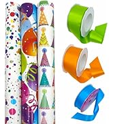 Morex Gift Wrap Set - Includes 3 rolls of 30” x 60” Wrapping Paper & 3 rolls of Double Face Satin...
