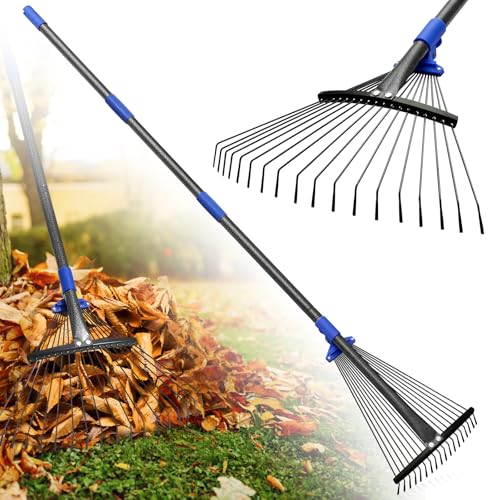 Rastrillo Ajustable de Metal para Hojas con Mango Largo
