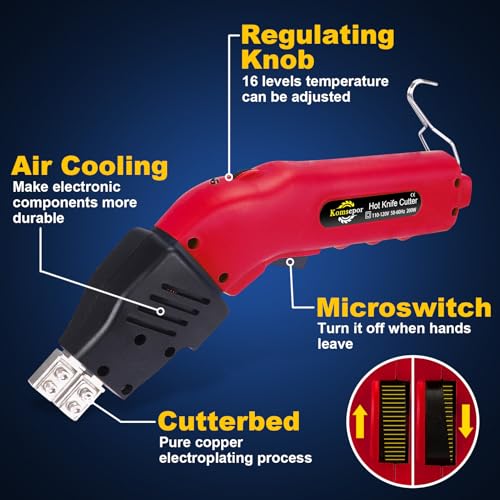Foam Cutter with Slotting/Groove Electric Hot Knife Styrofoam Cutter Foam Cutting Tool Air Cooled Hot Knife Foam Cutter 200W 110-120V (5 Blades) for EPP, EPS, XPS, EPE, KT Board, Sponge Red