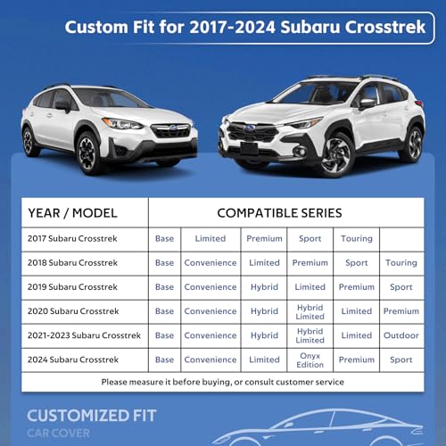 Image of 10 Layers SUV Car Cover Custom Fit for Subaru Crosstrek (2017-2026) Waterproof All Weather for Automobiles, Outdoor Full Cover Rain Sun UV Protection.Silver