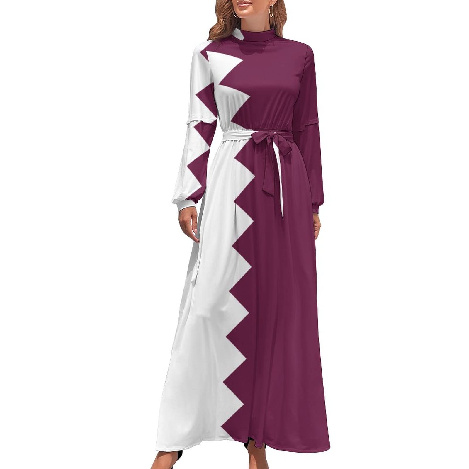 TAIZIYEAH Long Dress Qatar Flag Women's Summer Casual Loose Dress Long Dress Short Sleeve for Girls Fashion Skirts M