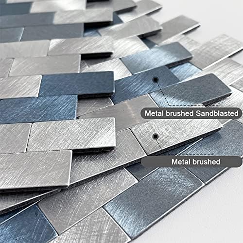 BeNice Stick on Tiles Kitchen Wall Tiles, Self Adhesive Tiles for Bathroom Peel and Stick Metal Tile Stickers Waterproof(5sheets,Blue)