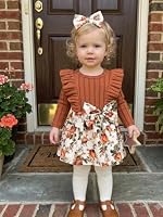 Baby Clothes 9-12 Month Girl Clothes Dresses Cute Long Sleeve Ruffle Floral Infant Dress 2 Piece Toddler Baby Girl Fall Outfits — image 4