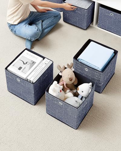 SONGMICS Storage Boxes, Set of 6 Non-Woven Fabric Boxes with Handles, 30 x 30 x 30 cm, Fit Cube Storage Unit - Image 3