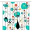 Mid Century Modern Atomic Cat Shower Curtain Retro Atomic Black Cat...
