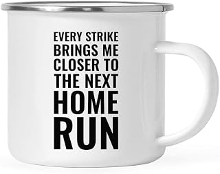 Andaz Press Motivational 11oz. Stainless Steel Campfire Coffee Mug Gift, Every Strike Brings me Closer to The Next Home Run, Babe Ruth, 1-Pack, Graduation Metal Enamel Campfire Camp Cup for Him Her