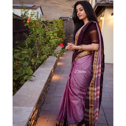 Image of Narayanpet Pure Cotton Avani Border Saree for Women with Running Blouse | Tassels | Traditional Woven Solid Design | Handloom Weave