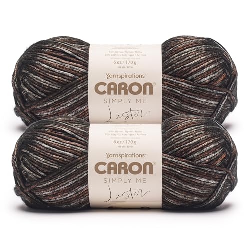 Image of Caron Simply Me Luster Yarn for Crocheting Soft, Sable, 2-Pack