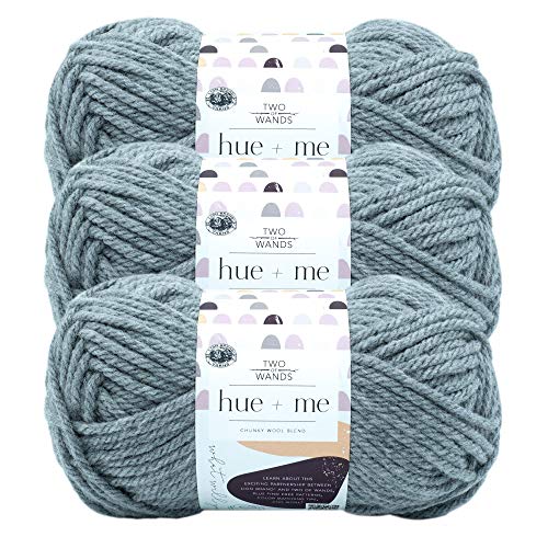 Image of Lion Brand Yarn, Hue + Me Chunky Yarn for Crocheting, Knitting, and Crafts, Cement, 3 Pack